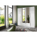 Armoire - Panneaux de particules - Décor blanc - 4 portes - L 180 x P 56 x H 199 cm - TRIO
