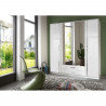 Armoire - Panneaux de particules - Décor blanc - 4 portes - L 180 x P 56 x H 199 cm - TRIO