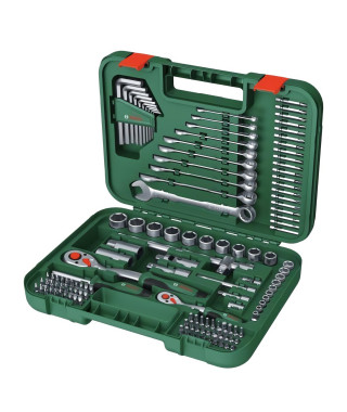 Bosch Set d'outils a main Advanced 132 pcs (pr tâches de fixation difficiles  clés/clés mâles/cliquets/tournevis  accessoires)