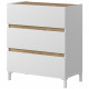 Commode TEMPUS 3 tiroirs - Décor chene nodi et blanc artik - Finition satinée - L79 x P41 x H90 cm