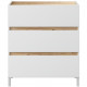 Commode TEMPUS 3 tiroirs - Décor chene nodi et blanc artik - Finition satinée - L79 x P41 x H90 cm