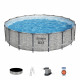 Kit Piscine hors sol tubulaire BESTWAY - Steel Pro Max - 549 x 122 cm - Ronde (Avec filtre a cartouche, une bâche et une éch…