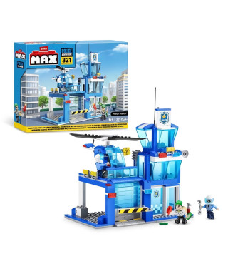 Set de construction - ZURU - Police Station Medium - 321 pieces - Poste de police - Héliport inclus