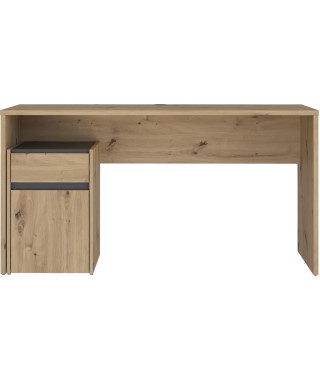 Bureau droit MODULTRICK - Chene/Gris foncé - 140 x 52,7 x 72,5 cm