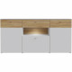 Buffet 3 portes1 tiroir LED - COMO- 194,8 x 41,3 x 94,5 cm - Gris / Chene