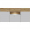 Buffet 3 portes1 tiroir LED - COMO- 194,8 x 41,3 x 94,5 cm - Gris / Chene