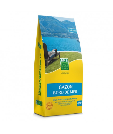 Gazon - BHS - Gazon Bord de Mer 10kg | Résistant vent, sécheresse, salinité | Beau gazon d'été, esthétique et robuste.
