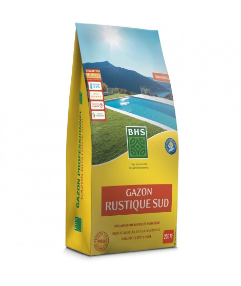 Gazon - BHS - Gazon Rustique Sud - 5kg - Résistant aux conditions seches grâce a la fétuque élevée. Rapide et homogene.