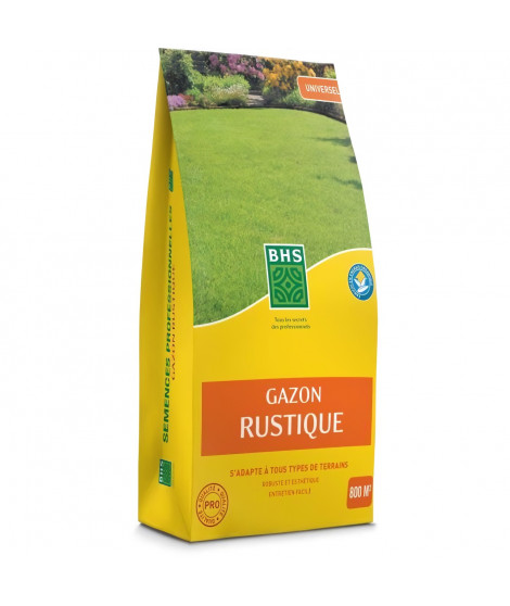 Gazon - BHS - Gazon Rustique 20kg, pour jardins traditionnels et tous types de sols. Dense, esthétique, rapide et durable.