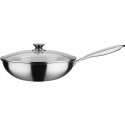 GSW Wok pro avec couvercle - Ø 32 cm - Fond 3-PLY - Poignée rivetée - Inox - Tous feux dont induction