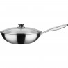 GSW Wok pro avec couvercle - Ø 32 cm - Fond 3-PLY - Poignée rivetée - Inox - Tous feux dont induction
