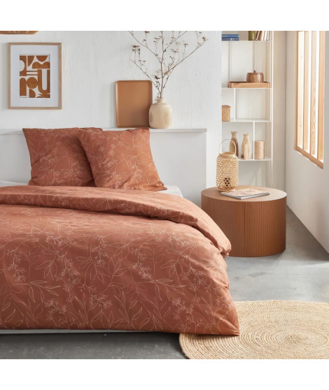 Parure de lit - TODAY Crazy - Imprimé Floral - 2 personnes - 220 x 240 cm - Orange