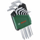 Bosch Set de 9 clés Torx (clés multitâches en acier S2  TX8-TX40  côté long  surface antirouille, barrette de rangement)