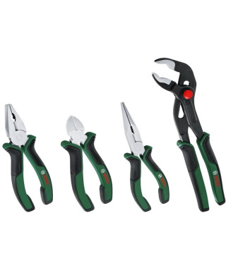 Bosch - Set de 4 pinces (coupante diagonale précise et durable, universelle, a bec long et multiprises)