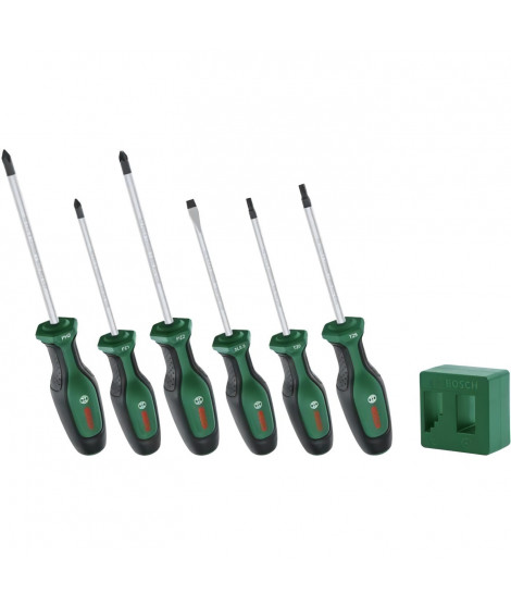 Bosch - Set de 6 tournevis Premium avec magnétiseur (6 tournevis en acier S2 extra dur  magnétiseur démagnétiseur)