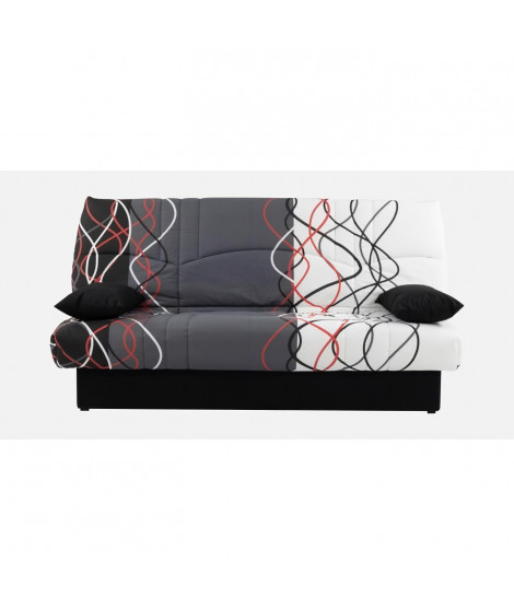 Banquette clic-clac - 3 places  Coton Onde Rouge / Noir  190 x 92 x 96 cm  DREAM