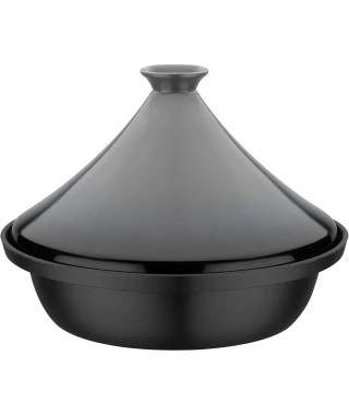 Tajine fonte massive - GSW - 30 x 22 cm - Couvercle céramique - Induction - Gris