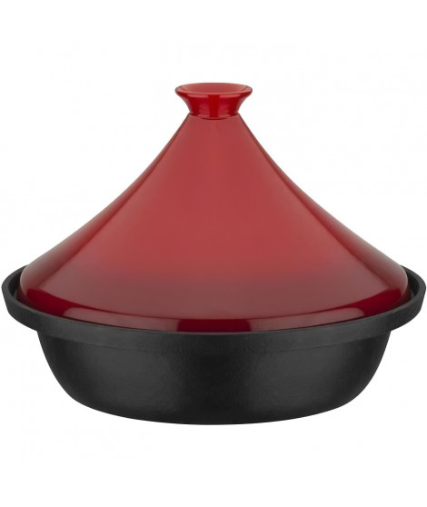Tajine fonte massive - GSW - 30 x 22 cm - Couvercle céramique - Induction - Rouge