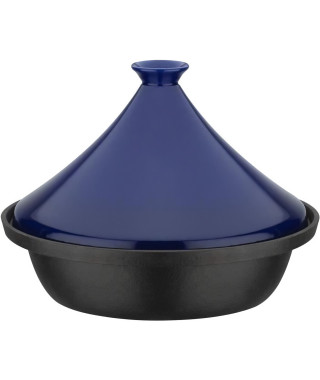 Tajine fonte massive - GSW - 30 x 22 cm - Couvercle céramique - Induction - Bleu