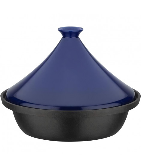Tajine fonte massive - GSW - 30 x 22 cm - Couvercle céramique - Induction - Bleu