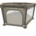 Parc Explore - DREAMBABY - 6 côtés avec base en tissu et cadre rembourré - Ø 1,40 m - H 70 cm - Taupe
