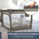 Parc Explore - DREAMBABY - 6 côtés avec base en tissu et cadre rembourré - Ø 1,40 m - H 70 cm - Taupe