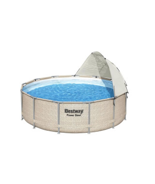 BESTWAY - Auvent pour piscine ronde - Diametre entre 305 cm et 549 cm - Gris
