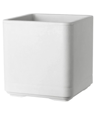 Pot de fleur Cube - DEROMA - Cosmo -  Perle -  A réserve d'eau - Roulettes - 38 cm
