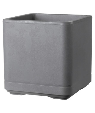 Pot de fleur Cube - DEROMA - Cosmo -  Ashgrey - A réserve d'eau - Roulettes - 38 cm