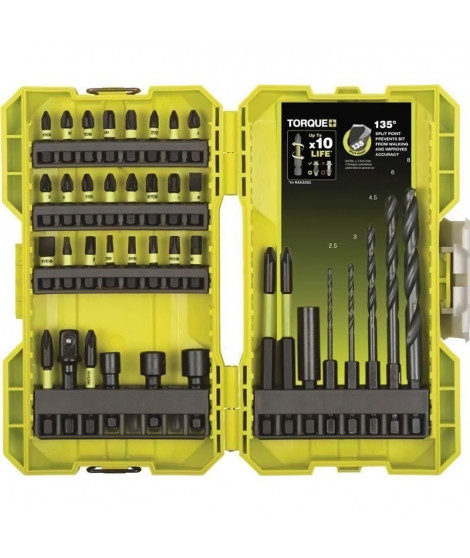 RYOBI - Coffret empilable 38 accessoires mixtes spécial impact perçage - vissage - boulonnage + 1 porte-embout - RAK38DSDI2