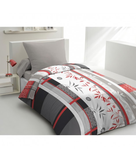 Parure de lit microfibre - HOME LINGE PASSION - SHIZUOKA  - Housse 140 x 200 cm + 1 taie d'oreiller 63 x 63 cm - Bleu