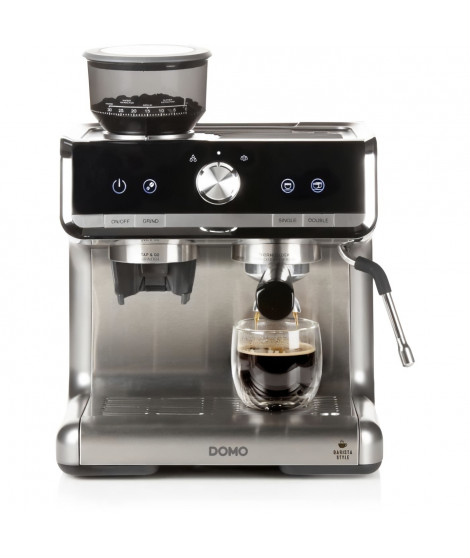 Machine a Espresso semi-professionnelle avec moulin - DOMO - DO720K - 1500 W - 15 bar - 1 ou 2 tasses - 30 réglages