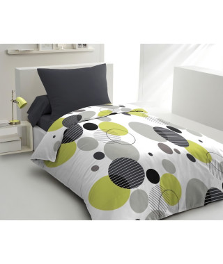 Parure de lit microfibre - HOME LINGE PASSION - BULLES DE REVE - Housse 140 x 200 cm + 1 taie d'oreiller 63 x 63 cm - Gris