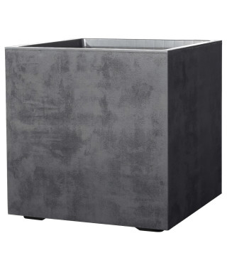 Pot de fleur Cube - DEROMA - Millennium R - Anthracite - A réserve d'eau - Roulettes - 49 cm