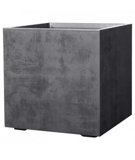 Pot de fleur Cube - DEROMA - Millennium R - Anthracite - A réserve d'eau - Roulettes - 49 cm