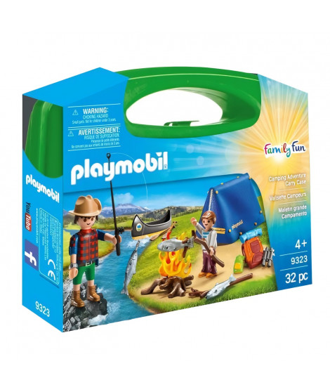 PLAYMOBIL 9323 Valisette Campeurs, Sports et Action, 2 personnages, tente, canoë et accessoires, 32 pieces, Des 4 ans