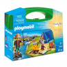 PLAYMOBIL 9323 Valisette Campeurs, Sports et Action, 2 personnages, tente, canoë et accessoires, 32 pieces, Des 4 ans
