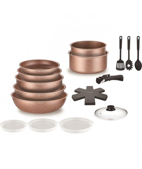 Batterie de cuisine induction - Arthur Martin - AM5865 - Aluminium - 18 pieces - Poignée amovible - Tous feux dont induction