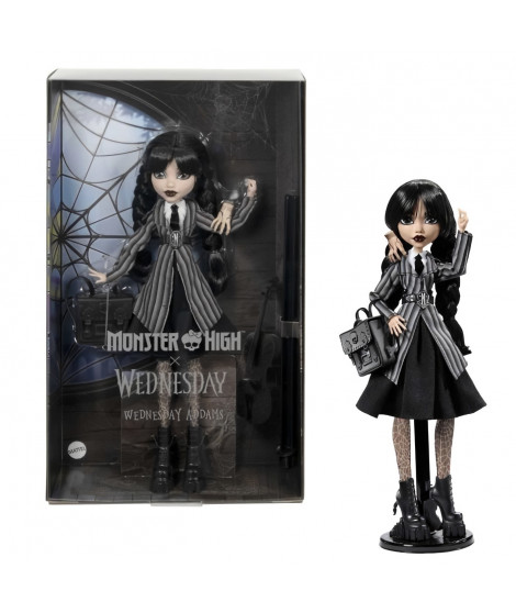 Monster High-Mercredi Addams en Uniforme-Poup?e avec La Chose - Monster High - HXJ04