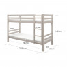 Lits superposés séparables enfant - 2x90x200 cm - Pin massif gris clair - Sommier inclus - ANDO