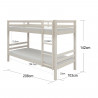 Lits superposés séparables enfant - 2x90x190 cm - Pin massif blanc - Sommier inclus - ANDO