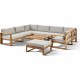 Salon de jardin d'angle modulable - Bois d'acacia - 9 personnes - LEVATA XXL - Lin + Housse