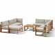 Salon de jardin d'angle modulable - Bois d'acacia - 9 personnes - LEVATA XXL - Lin + Housse