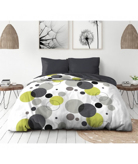 Parure de lit microfibre - HOME LINGE PASSION - BULLES DE REVE - Housse 220 x 240 cm + 2 taies d'oreiller 63 x 63 cm - Gris