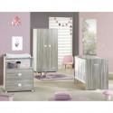 Chambre bébé complete - Lit 120x60, commode a langer et armoire - BABY PRICE - SMILE - Chene silex
