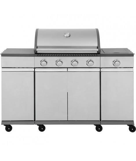 Barbecue a gaz - COOKING BOX - BRISBANE - Cuisine inox - 142 X 57 X 112 cm - Gris
