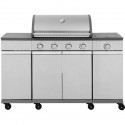 Barbecue a gaz - COOKING BOX - BRISBANE - Cuisine inox - 142 X 57 X 112 cm - Gris