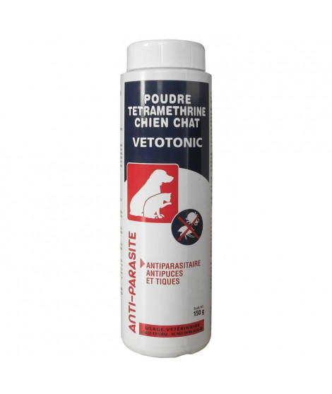 Poudre Anti-puces et tiques tétraméthrine - VETOCANIS - Pour Chien et Chat