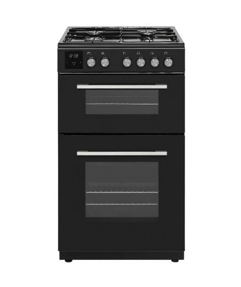 Cuisiniere gaz - CONTINENTAL EDISON - CECDF6060IBD - Double fours -  4 feux - noir - L60 xP60 x H90 cm