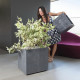 Pot de fleur Cube DEROMA - Millennium R - Ashgrey - A réserve d'eau - Roulettes 49 cm